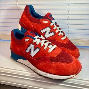 Men's Size 8 New Balance 496 Suede Red White Blue 2014 Running Athletic Sneakers